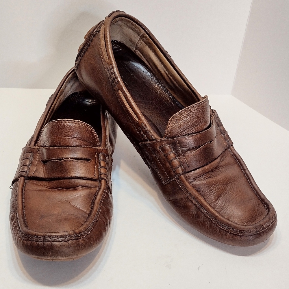Frye driving style penny loafers, leather upper, rubber soles, size 8.5